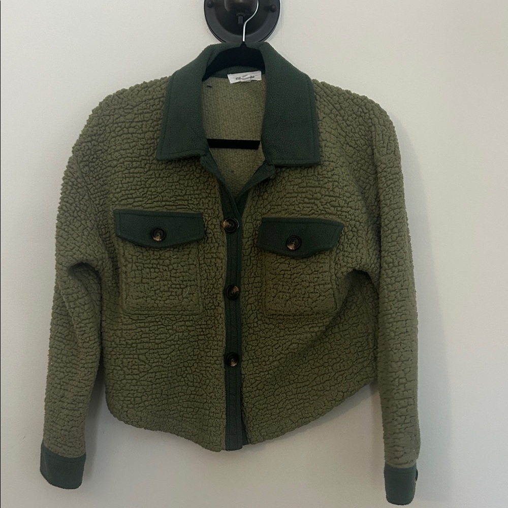 Olive Green Sherpa Jacket